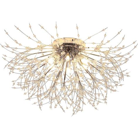 Modern Firework Chandeliers,6 G9 Lights Dandelion Ceiling Lamp Semi Flush Mount Crystal Fixtures Ceiling Lighting LED Pendant Light Fixtures for Living Room Dining Room Bedroom Without Bulb