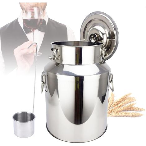 201 Edelstahl Milchkanne Auslaufsicherer Deckel Milchkrug Transportkanne Edelstahlbehälter mit Silikondichtung für Wein,Öl, Saft Behälter (18L) (1/5)