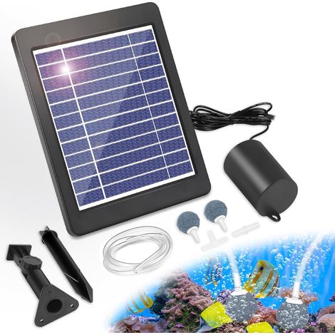 Kit de Pompe à air à énergie Solaire, Pompe à oxygène Solaire pour Aquarium 4 W, aérateur Solaire de Bassin, tuyaux et Pierres de Ventilation, pour Aquarium, étang de pêche (1/5)