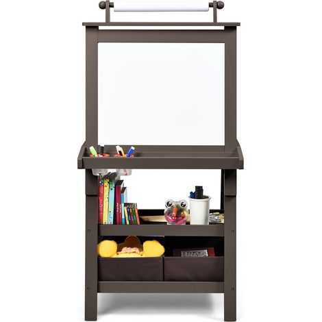 Cavalletto per bambini 3 in 1 59 x 50 x 117 cm con accessori artistici pratico contenitore MDF marrone 200011434