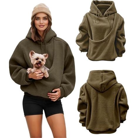 Felpa con cappuccio e tasca per animali domestici – felpa oversize in pile con tasca frontale per gatti di piccola taglia e cuccioli – con cappuccio e coulisse – lavabile in lavatrice a 30 °C – colore (1/5)