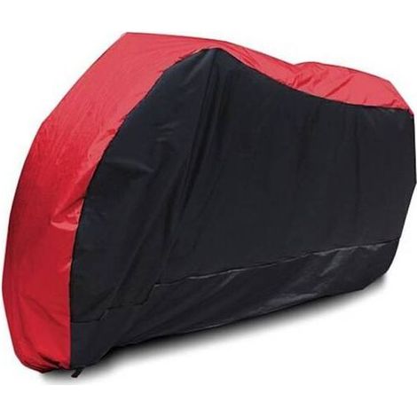 Housse Protection pour Moto 245x105x125cm XXL Noir+Rouge Couverture Polyester Résistant aux déjections d'oiseaux, à l'eau, à la Poussière/Neige/Pluie, au Vent, Soleil, Housses de Protection extérieur (1/5)