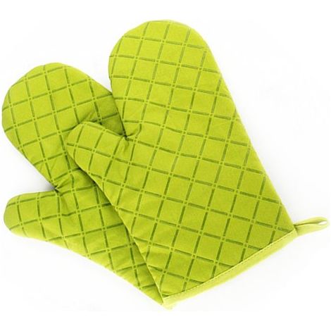 Guanti da forno con stampa in silicone antiscivolo, guanti in cotone, 1 paio di guanti resistenti al calore per cucinare, cuocere al forno e grigliare (verdi, 2 pezzi) (1/2)