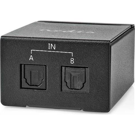 Conmutador de audio digital bidireccional entrada de conexion alimentacion cc 2x toslink salida de conexion toslink hembra manual de instrucciones interruptor metales negro