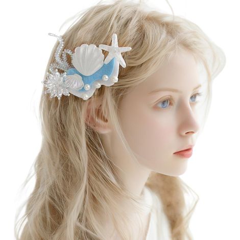 Épingle à cheveux en résine en forme d'étoile de mer et de coquillage pour fille, escapades à la plage, camping, photographie, barrettes à cheveux en voyage (1/5)