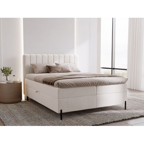 Lit continental Primavera avec rangement 140 x 200 double, velours, crème (1/5)