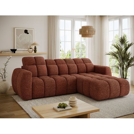 Ecksofa mit Schlaffunktion Sofa SALONIA Stoff Ascot Rostbraun Ottomane Rechts (1/5)