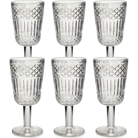Set 6 Calici Imperiali bicchiere stile Antico Vintage 30cl Lavorazione a Rilievo per Acqua e Vino Ideali per una Tavola speciale e Raffinata  Casa e Ristorazione