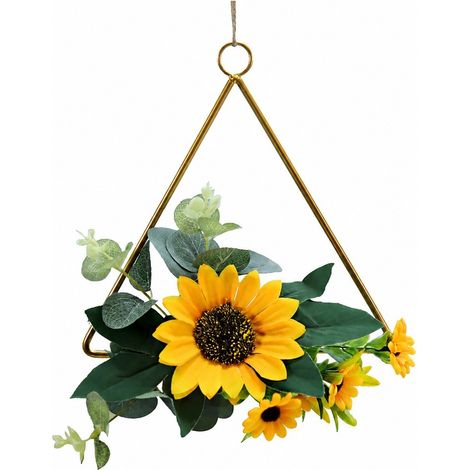 Couronne géométrique en fer, fleurs artificielles, décoration murale, décoration intérieure
