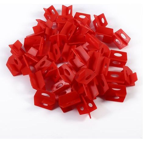 Lot de 50 cales rouges 1/16'' pour carrelage, système de nivellement à 3 côtés en forme de croix et T, outils pour sol et mur en céramique (1/5)