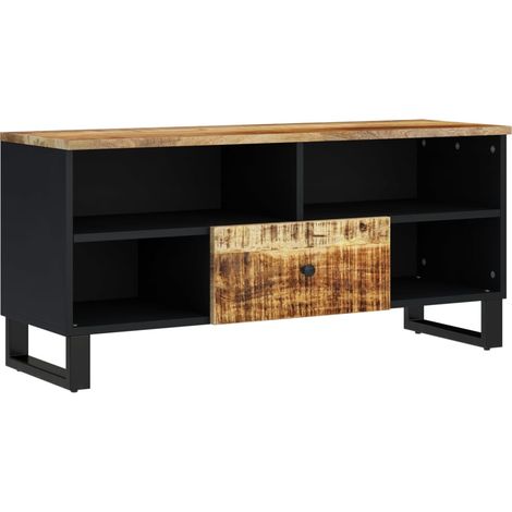 Soporte multimedia para TV estantería para televisión buffet para televisión comedor salón dormitorio 100 x 33 x 46 cm madera de mango y contrachapada marrón 020025449