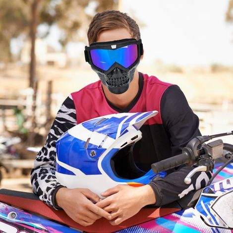 Outdoor-Motorradhelm-Brille mit Totenkopf-Motiv, Gesichtsmaske, Motorrad-Rennbrille (bunt) (1/5)