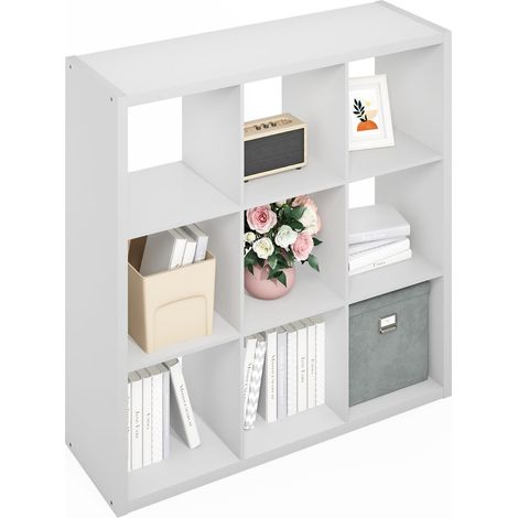 Organisateur Cube, Étagère 9 Cubes, Étagère à Dos Ouvert, Étagères de Rangement, Cadre Extra épais, pour Organisation et Rangement, Salon, Bureau à Domicile, Blanc (1/5)