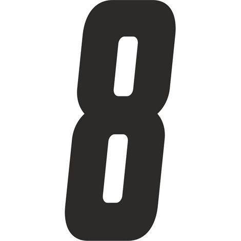 Numeri Adesivi Moto Cross, Set da 3 pezzi, 21 cm - Colore: NERO - Numeri: 8