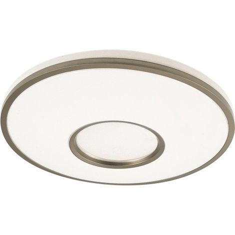 Plafón Perote 60 W blanco/cuero 5880 lm 49x49x8 cm mando regulable