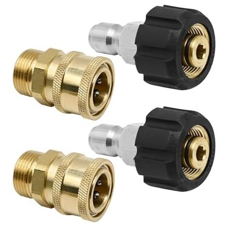 Lot de 2 raccords rapide nettoyeur haute pression M22 14mm vers 3/8 pouce 5000PSI adaptateur tuyau pistolet pompe