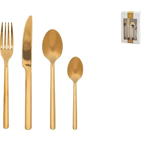 Servizio posate Pulse 24 pezzi in acciaio inox. finitura oro opaco