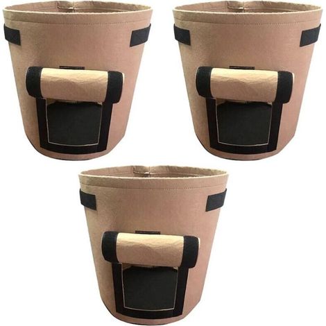 Sac à Plantes 3 PCS 15 Gallons Plantes Sac de Croissance 56L, Sacs de Plantation de légumes avec Rabat et Poignées, pour Plantation Patate, Carotte, Fraises, Tomates, Fleurs (1/4)