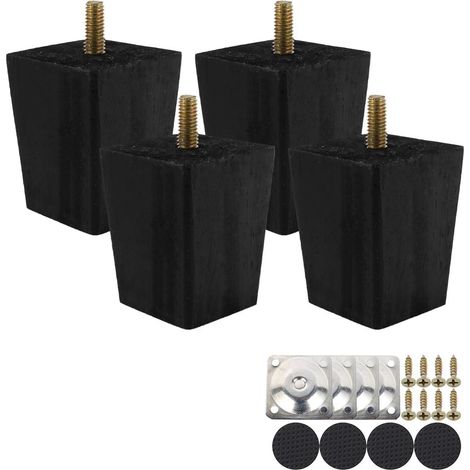 Set di 4 pezzi di gambe per divano in legno massello, braccioli di ricambio per mobili, gambe per sedie e gambe per armadi, 6 cm (1/5)