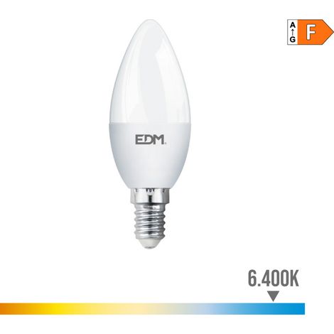 Bombilla LED EDM Vela E14 7W 600lm 6400K Luz Fría Ø3,5x10,7cm (1/3)
