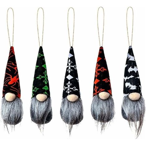 Halloween Gnomes en Peluche Décor, 5 Halloween Poupée sans Visage Ornement d halloween Faits Main GNOME Suspendu Ornement pour Fenêtre Portes Halloween Party Maison Decor (1/4)