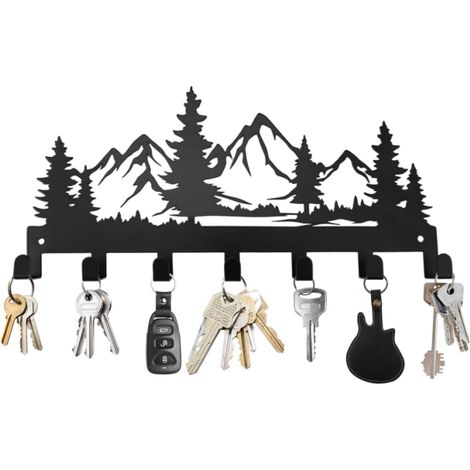 Porte-Clés Mural, 25 x 12.5 cm Métal Porte Cles Murale avec 7 Crochets, Adapté pour Cuisine, Entrée, Couloir, Chambre, Bureau, Décoration de Maison (1/5)
