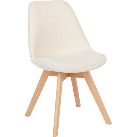 Chaise style scandinave "Baya" bouclette blanc Atmosphera - - (1/5)