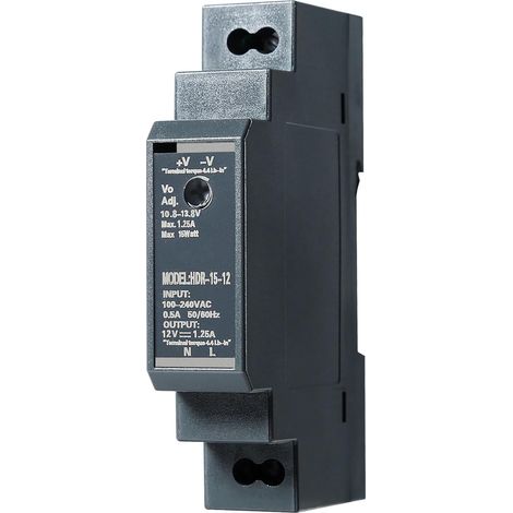 Alimentation à découpage DEWIN HDR-15-12, transformateur sur rail DIN, 12 V CC, 125 A, 15 W (1/5)