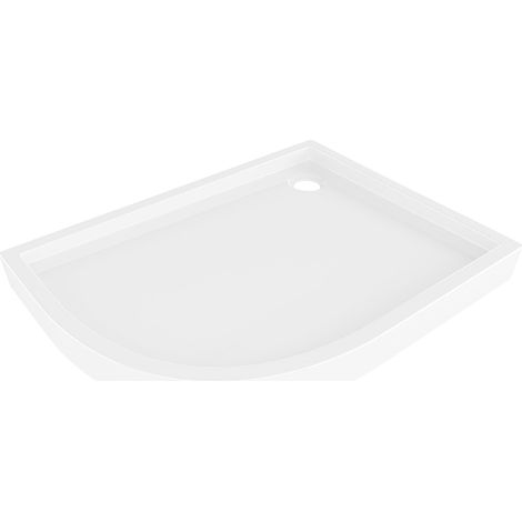 Mexen Flow+ plato de ducha semicircular asimétrico derecho 90 x 80 cm, blanco brillante - 46Q108090RH (1/5)