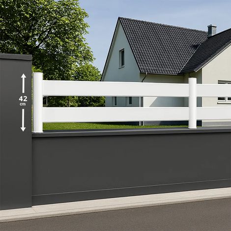 Module de clôture PVC blanc ajouré H 42 x L 150 cm 2 lisses horizontales (1/2)