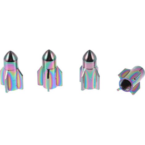 4 Embouts De Valve De Pneu Décoratifs en Forme De Fusée 27Mm Cache-Poussière De Valve De Pneu pour La Plupart des Voitures Et Camions Couleur Assortie Alliage D'Aluminium (1/5)