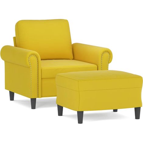 Fauteuil de Salon,Chaise,Fauteuil avec repose-pied jaune 60 cm velours CFW735628 (1/5)