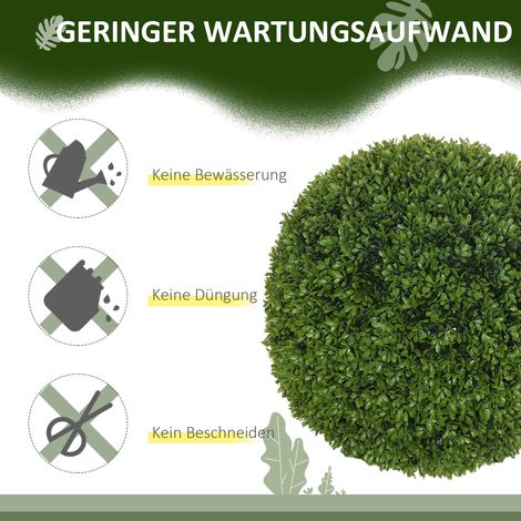 Lot de 2 boules de buis artificielles 40 cm, plantes fausses en plastique, décoration moderne pour salon, chambre, bureau, jardin, cadeau (1/5)