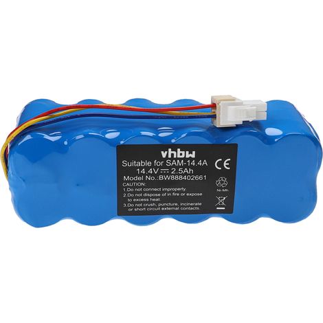 vhbw Akku kompatibel mit Samsung Navibot VR5000, VR10BTBATUB/SW Saugroboter (2500 mAh, 14,4 V, NiMH)