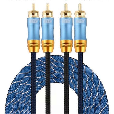 Câble RCA - 2 connecteurs RCA mâles plaqués or, tresse en nylon de 3 m, (1/5)