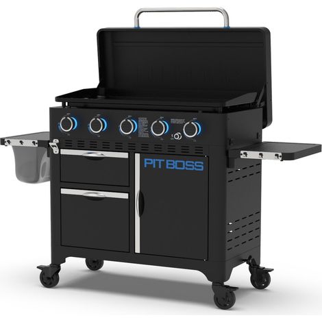 Plancha à gaz 5 brûleurs 14.65 kW – Surface de cuisson 4174 cm² – Plaque en céramique 90 x 46 cm – Bac à graisse amovible – Pitboss