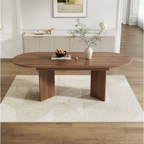 Ausziehbarer Esstisch 120/160 x 80 cm aus MDF in Walnussoptik (1/5)