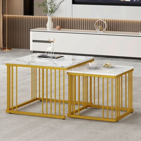 Couchtisch aus MDF in Weiß 72.49 x 70 x 16.51 cm HOMAIRE (1/5)