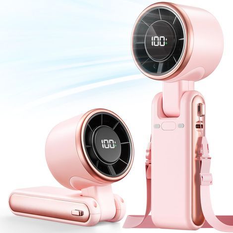 Ventilateur portable batterie 4000 mAh 5 vitesses turbo 12 h d'autonomie pliable 3 en 1 (mini) (1/5)
