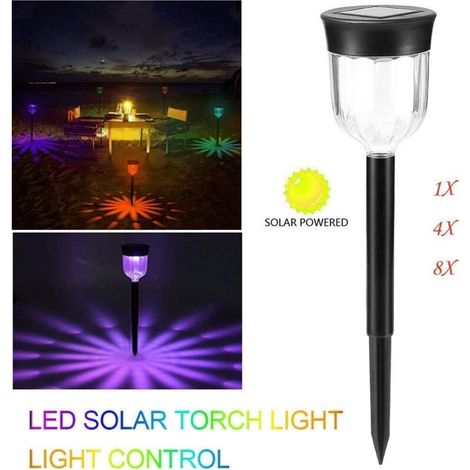Torche solaire jardin lumière RGB – LED étanche IP65 – Parfaite pour allée principale, espace repas extérieur ou réception nocturne