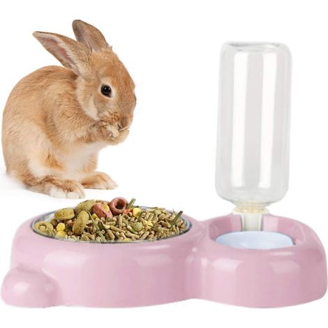 Automatic Stainless Steel Rabbit Water Dispenser Removable Bowl Anti-Spill Water Dispenser for Small Animals Rabbit Squirrel Chinchilla (1/5)