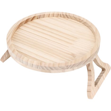 Clip-Tablett aus natürlichem Bambus, rund, 25 cm (9,8 Zoll), für Sofa, Couch und Armlehne, ideal für Snacks, Kaffee und Tee. Mit Fernbedienung. (1/5)