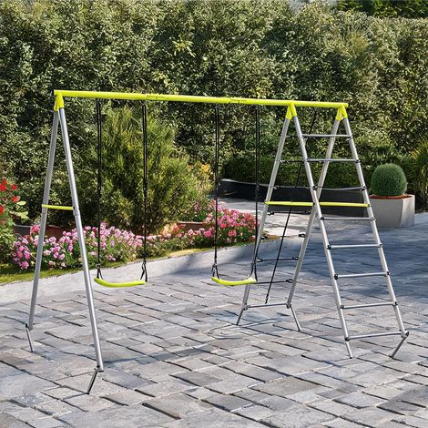 Portique de balançoire en métal PE 260 x 185 x 180 cm (1/5)