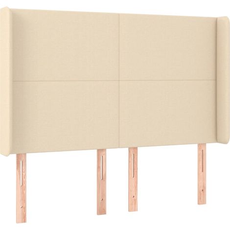 Testiera Testata del letto ad Orecchio Crema 147x16x118/128 cm in Tessuto (1/4)