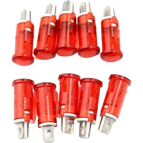 Lot de 10 voyants néon panneau 220V 110V 12/24V CC rouge vert jaune 10 mm MDX-11A lampe de signalisation (1/5)