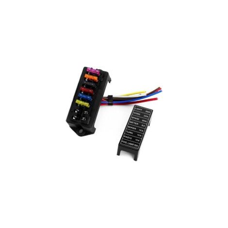 Scatola portafusibili a 8 vie con cavo, portafusibili 12V/24V/32V 120A, 2 ingressi, 8 uscite con 12 fusibili a lama sfusi (2 pezzi x 3A/5A/7.5A/10A/15A/20A) per auto, barca, nautica, triciclo - Crezuo