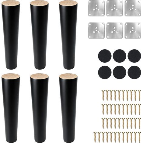 6 Pièces Pieds de Meubles en Bois 20CM Pieds Meubles Bois Rechange (1/5)