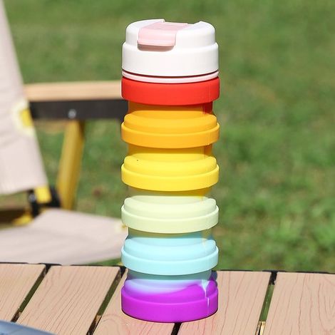 Borraccia pieghevole, borraccia da viaggio, borraccia sportiva portatile, borraccia riutilizzabile, 500 ml in silicone, impermeabile per campeggio. (1/5)