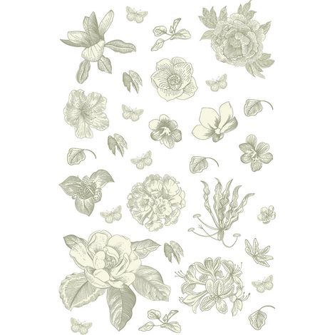 Stickers fleurs blanches - 1 planche 42,5 x 65 cm (1/4)