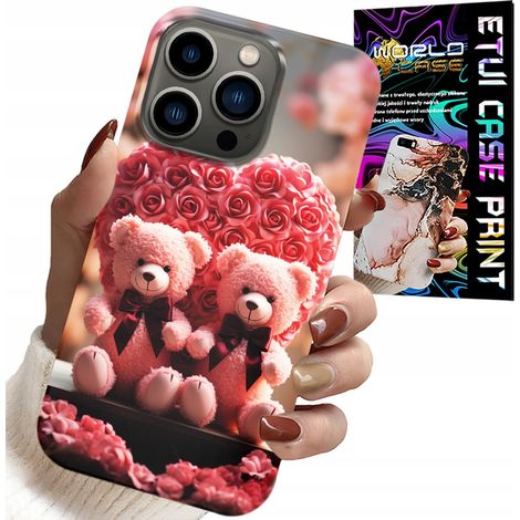 Custodia per iPhone 14 PRO - famiglia di orsetti di rose a forma di cuore + vetro (1/5)
